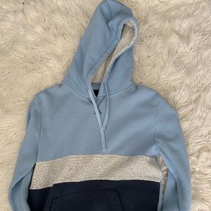 Old cute different shades of blue sweatshirt.